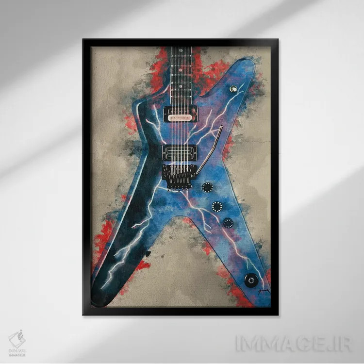 تابلو دکوراتیو گیتار برقی دایمبگ دارل اثر پاپ کالت پوسترز - نمای قابدار مشکی