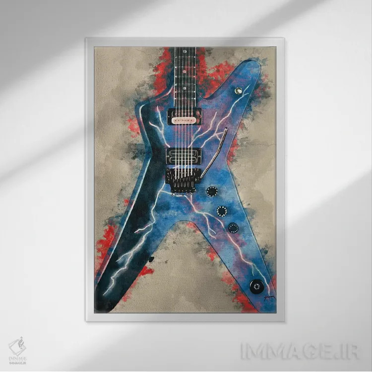 تابلو دکوراتیو گیتار برقی دایمبگ دارل اثر پاپ کالت پوسترز - نمای قابدار سفید