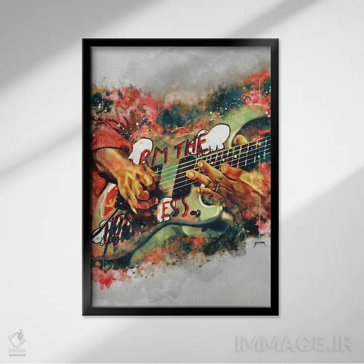 تابلو دکوراتیو گیتار برقی تام مورلو اثر پاپ کالت پوسترز - نمای قابدار مشکی