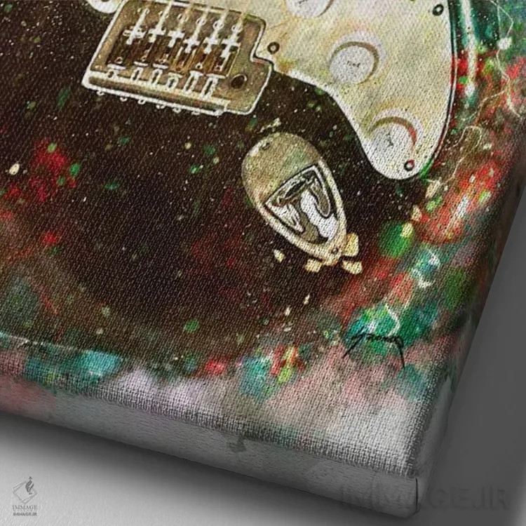 تابلو دکوراتیو گیتار برقی بلکی اریک کلپتون اثر پاپ کالت پوسترز - نمای نزدیک بافت بوم