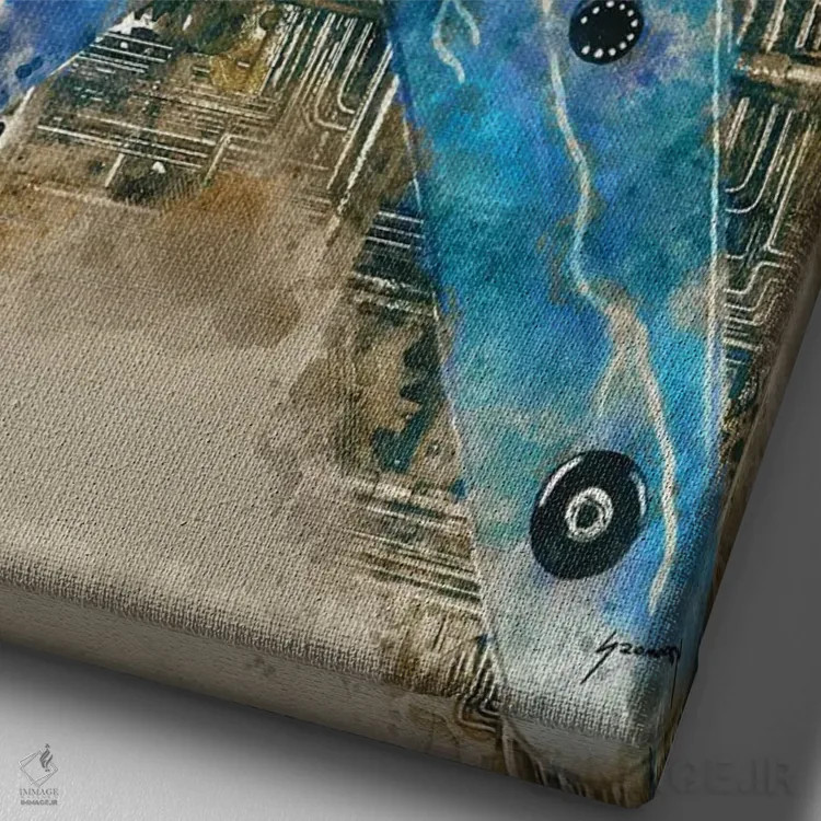 تابلو دکوراتیو گیتار استیم پانک دایمبگ دارل اثر پاپ کالت پوسترز - نمای نزدیک بافت بوم