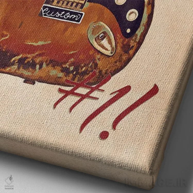 تابلو دکوراتیو گیتار رتو استیوی ری واگن اثر پاپ کالت پوسترز - نمای نزدیک بافت بوم