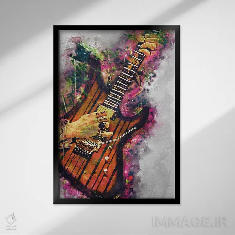 تابلو دکوراتیو گیتار برقی سینایستر گیتس اثر پاپ کالت پوسترز - نمای قابدار مشکی