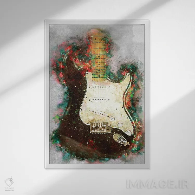 تابلو دکوراتیو گیتار برقی بلکی اریک کلپتون اثر پاپ کالت پوسترز - نمای قابدار سفید