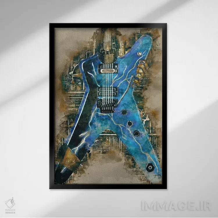 تابلو دکوراتیو گیتار استیم پانک دایمبگ دارل اثر پاپ کالت پوسترز - نمای قابدار مشکی