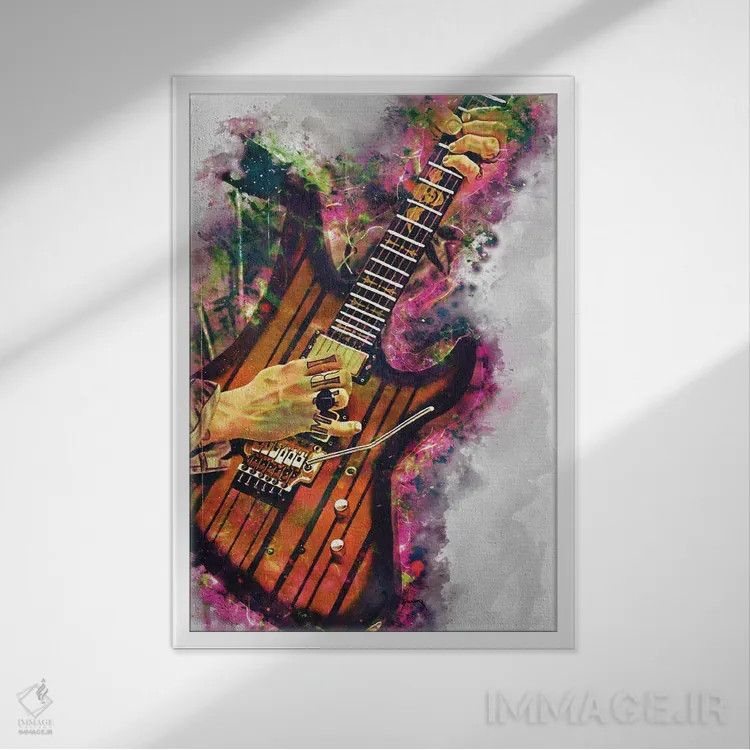 تابلو دکوراتیو گیتار برقی سینایستر گیتس اثر پاپ کالت پوسترز - نمای قابدار سفید