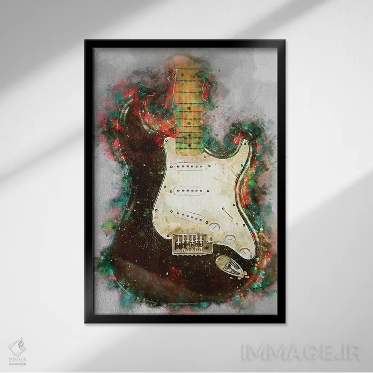 تابلو دکوراتیو گیتار برقی بلکی اریک کلپتون اثر پاپ کالت پوسترز - نمای قابدار مشکی