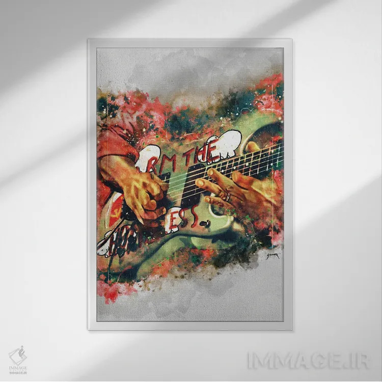 تابلو دکوراتیو گیتار برقی تام مورلو اثر پاپ کالت پوسترز - نمای قابدار سفید