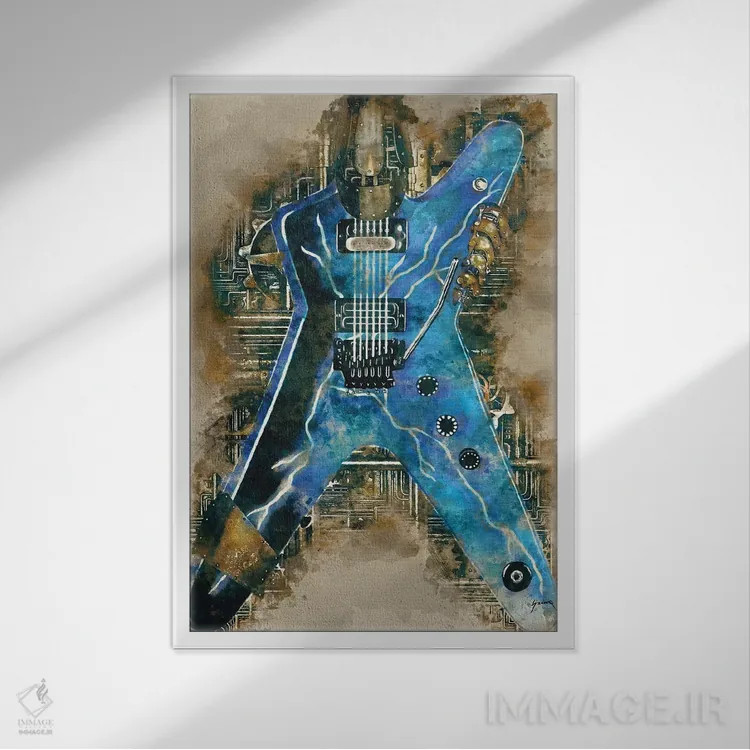 تابلو دکوراتیو گیتار استیم پانک دایمبگ دارل اثر پاپ کالت پوسترز - نمای قابدار سفید