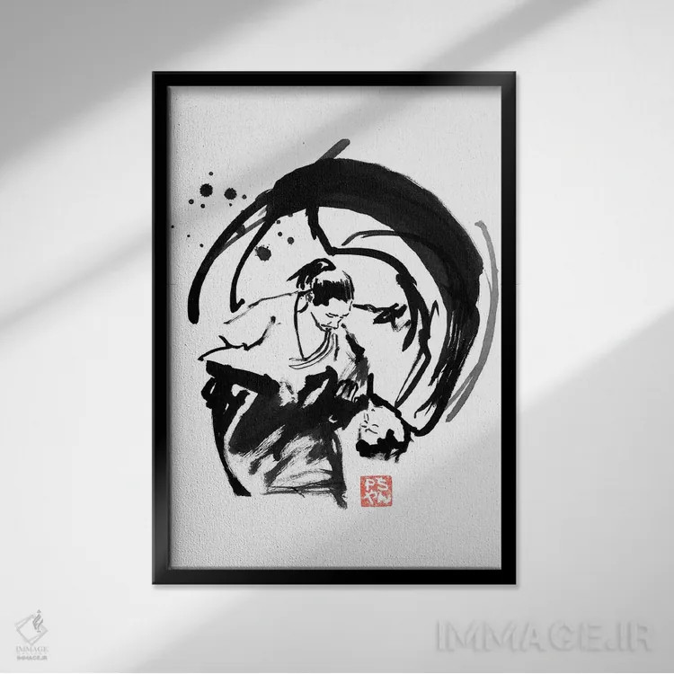 تابلو دکوراتیو لو اثر پشان - نمای قابدار مشکی
