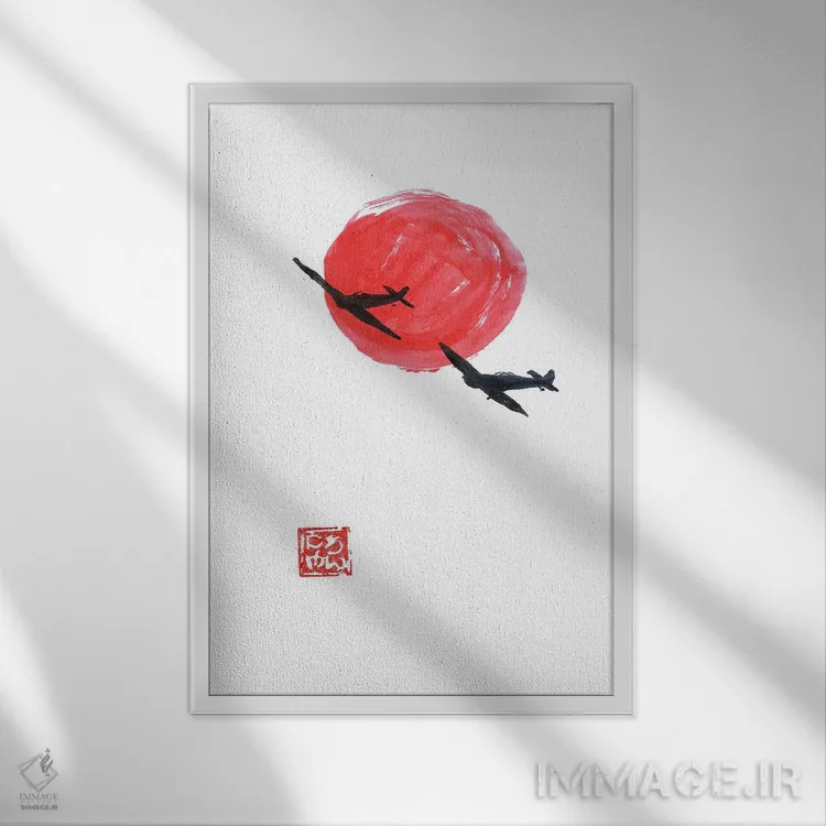 تابلو دکوراتیو کامیکازه اثر پشان - نمای قابدار سفید