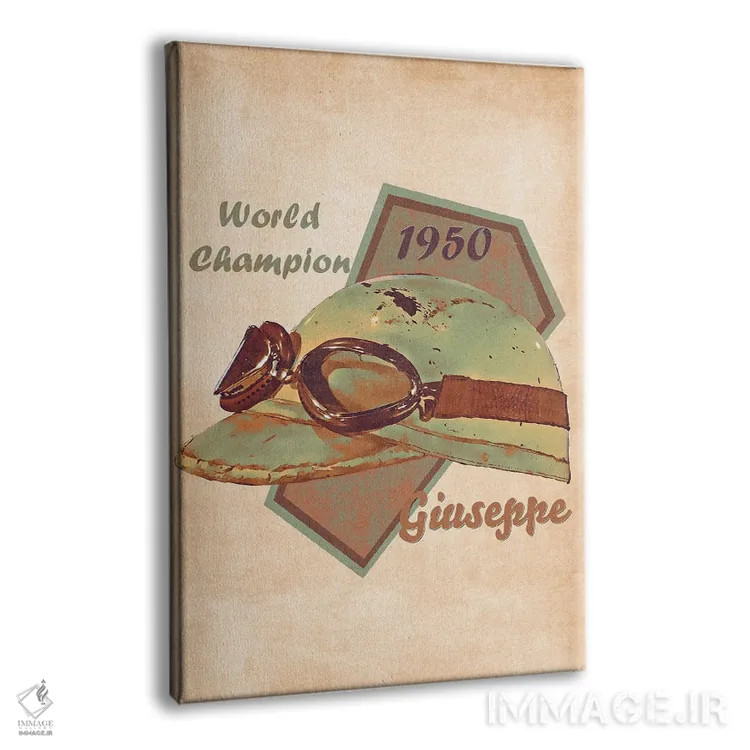 تابلو دکوراتیو کلاه ایمنی رتو جوزپه فاریانا اثر پاپ کالت پوسترز - نمای پرسپکتیو محصول