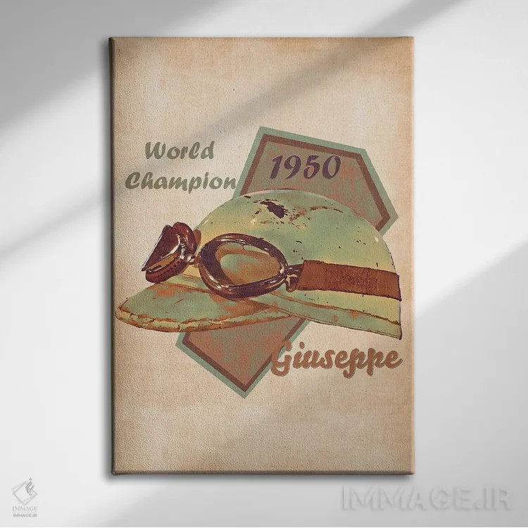 تابلو دکوراتیو کلاه ایمنی رتو جوزپه فاریانا اثر پاپ کالت پوسترز - نمای روبهرو روی دیوار