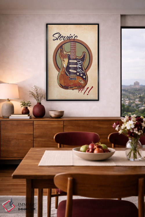 تابلو دکوراتیو گیتار رتو استیوی ری واگن اثر پاپ کالت پوسترز - D6B