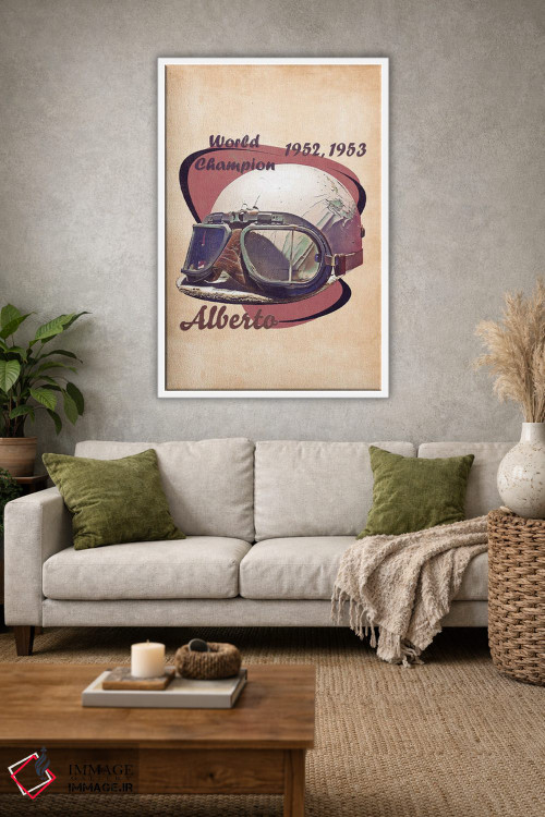 تابلو دکوراتیو کلاه ایمنی رتو آلبرتو آسکاری اثر پاپ کالت پوسترز - D1W