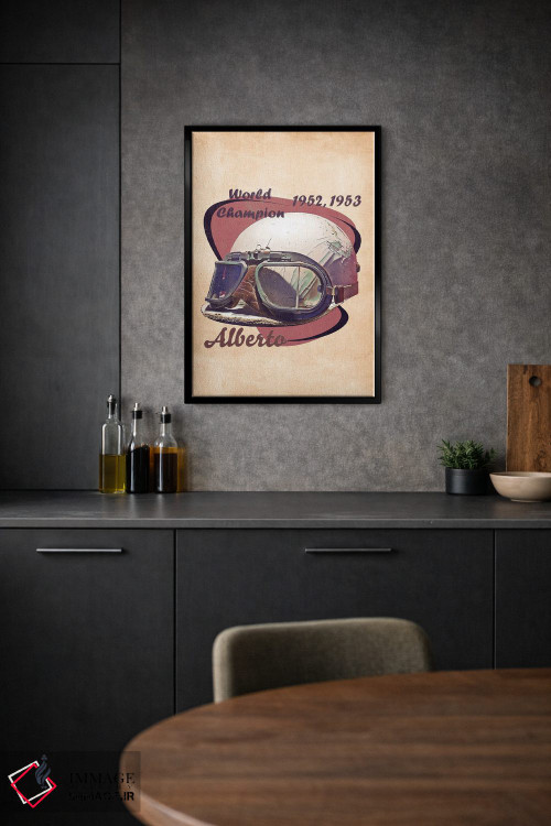 تابلو دکوراتیو کلاه ایمنی رتو آلبرتو آسکاری اثر پاپ کالت پوسترز - D2B