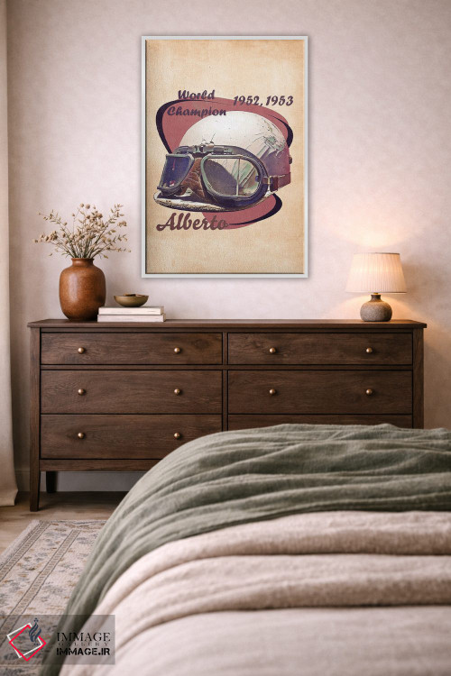 تابلو دکوراتیو کلاه ایمنی رتو آلبرتو آسکاری اثر پاپ کالت پوسترز - D4W