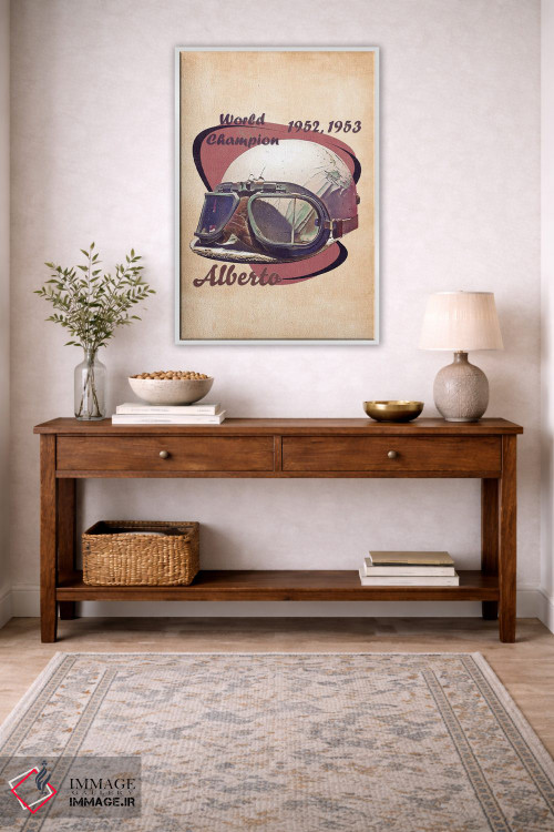 تابلو دکوراتیو کلاه ایمنی رتو آلبرتو آسکاری اثر پاپ کالت پوسترز - D3W