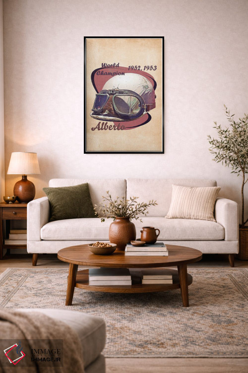 تابلو دکوراتیو کلاه ایمنی رتو آلبرتو آسکاری اثر پاپ کالت پوسترز - D5B