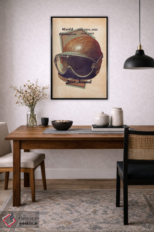 تابلو دکوراتیو کلاه ایمنی رتو خوان مانوئل فانجیو اثر پاپ کالت پوسترز - D5B