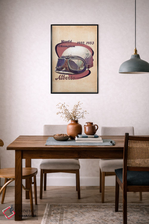 تابلو دکوراتیو کلاه ایمنی رتو آلبرتو آسکاری اثر پاپ کالت پوسترز - D6B