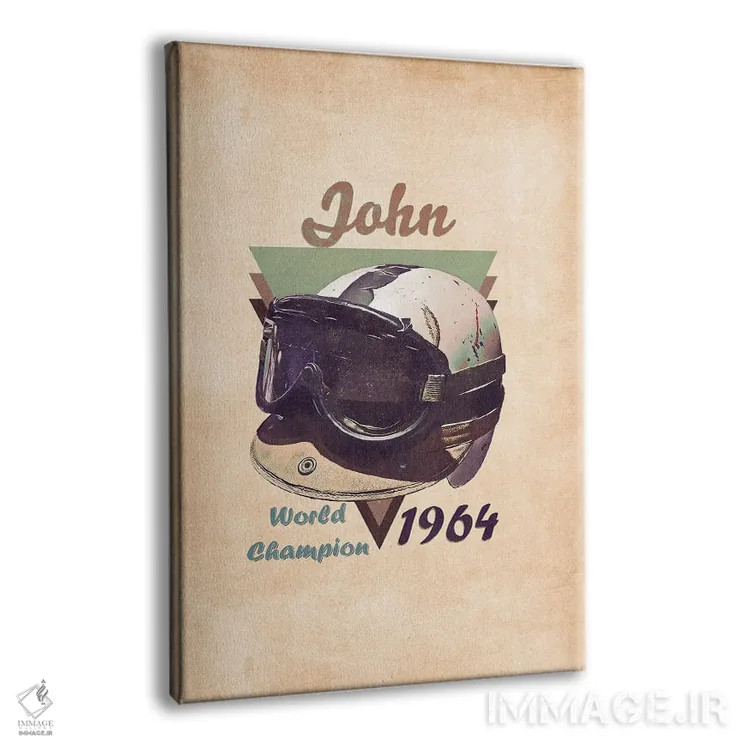 تابلو دکوراتیو کلاه ایمنی رتو جان سرتیس اثر پاپ کالت پوسترز - نمای پرسپکتیو محصول