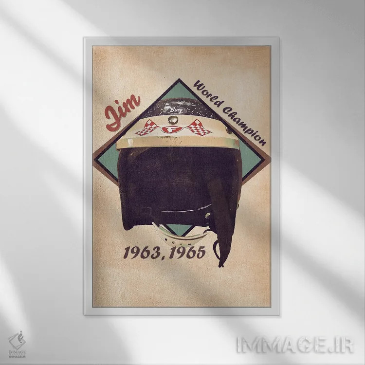 تابلو دکوراتیو کلاه ایمنی رتو جیم کلارک اثر پاپ کالت پوسترز - نمای قابدار سفید