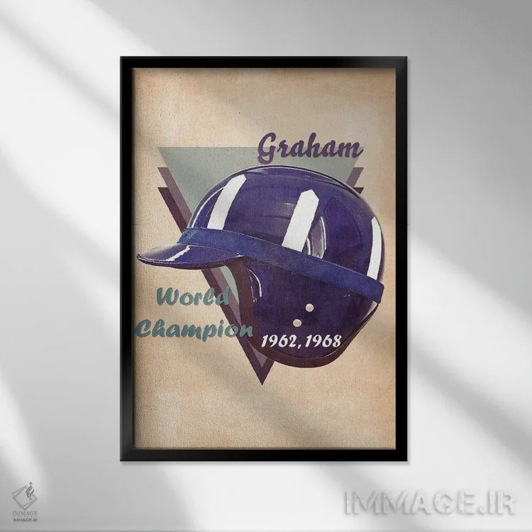 تابلو دکوراتیو کلاه ایمنی رتو گراهام هیل اثر پاپ کالت پوسترز - نمای قابدار مشکی