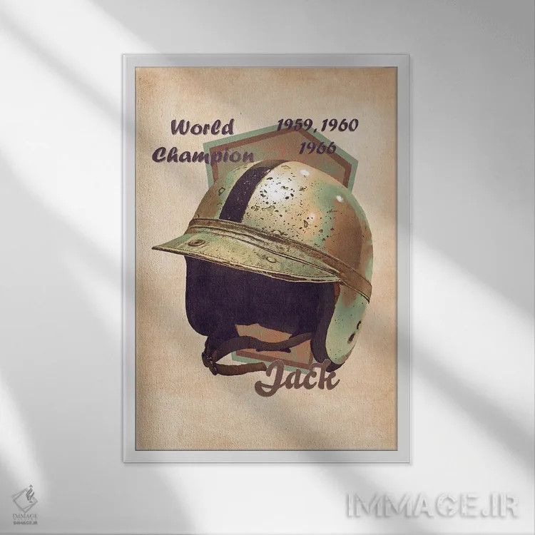 تابلو دکوراتیو کلاه ایمنی رتو جک برابهم اثر پاپ کالت پوسترز - نمای قابدار سفید