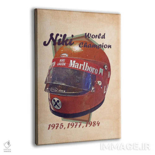 تابلو دکوراتیو کلاه ایمنی رتو نیکی لادا اثر پاپ کالت پوسترز - نمای پرسپکتیو محصول