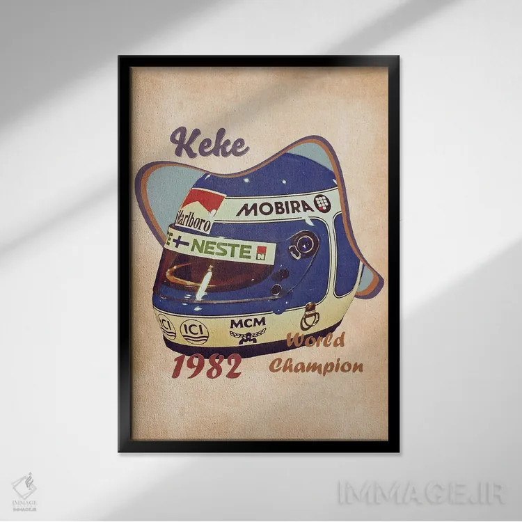 تابلو دکوراتیو کلاه ایمنی رتو ککه روسبرگ اثر پاپ کالت پوسترز - نمای قابدار مشکی