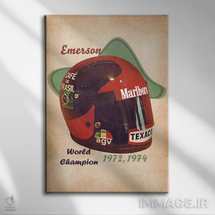 تابلو دکوراتیو کلاه ایمنی رتو امرسون فیتپالدی اثر پاپ کالت پوسترز - نمای روبهرو روی دیوار