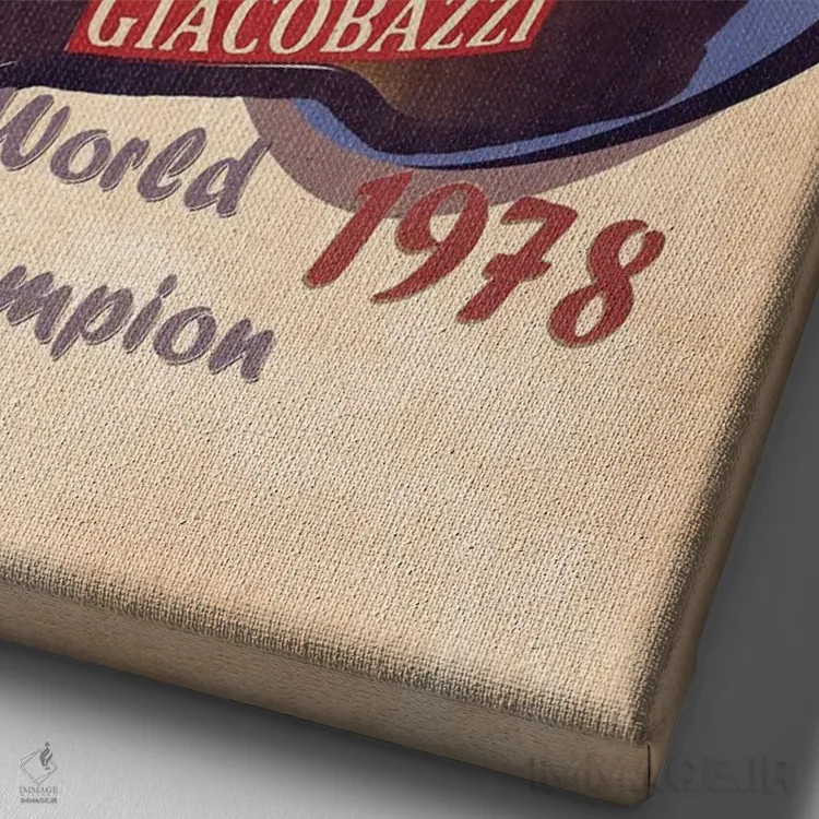 تابلو دکوراتیو کلاه ایمنی رتو ماریو آندرتی اثر پاپ کالت پوسترز - نمای نزدیک بافت بوم