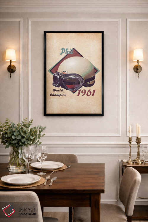 تابلو دکوراتیو کلاه ایمنی رتو فیل هیل اثر پاپ کالت پوسترز - D2B