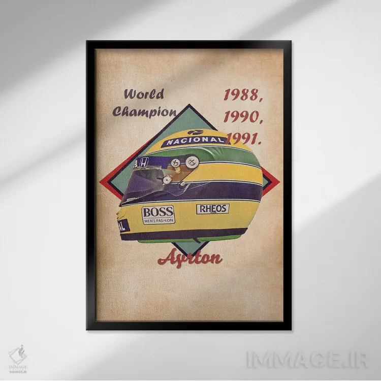 تابلو دکوراتیو کلاه ایمنی رتو آیرتون سنه اثر پاپ کالت پوسترز - نمای قابدار مشکی