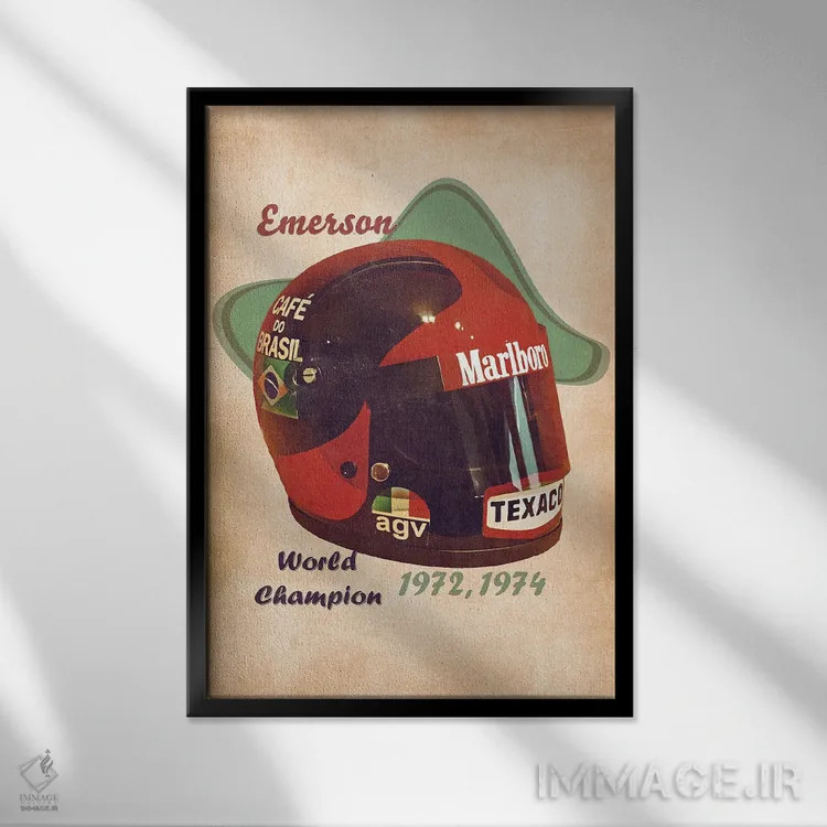 تابلو دکوراتیو کلاه ایمنی رتو امرسون فیتپالدی اثر پاپ کالت پوسترز - نمای قابدار مشکی