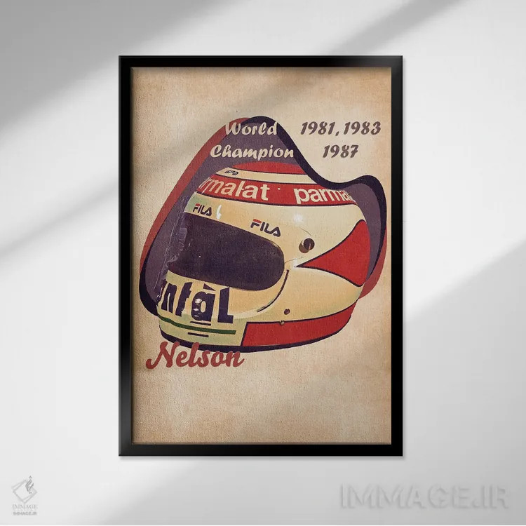 تابلو دکوراتیو کلاه ایمنی رتو نلسون پیکه اثر پاپ کالت پوسترز - نمای قابدار مشکی