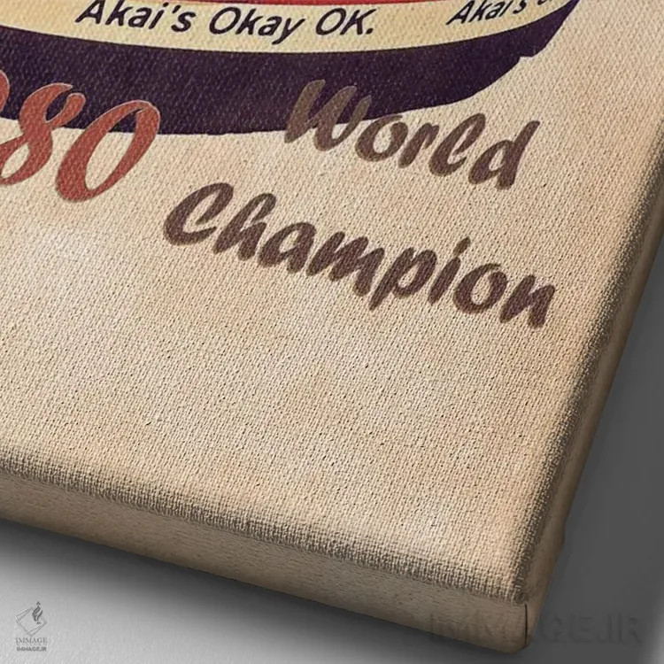 تابلو دکوراتیو کلاه ایمنی رتو آلن جونز اثر پاپ کالت پوسترز - نمای نزدیک بافت بوم