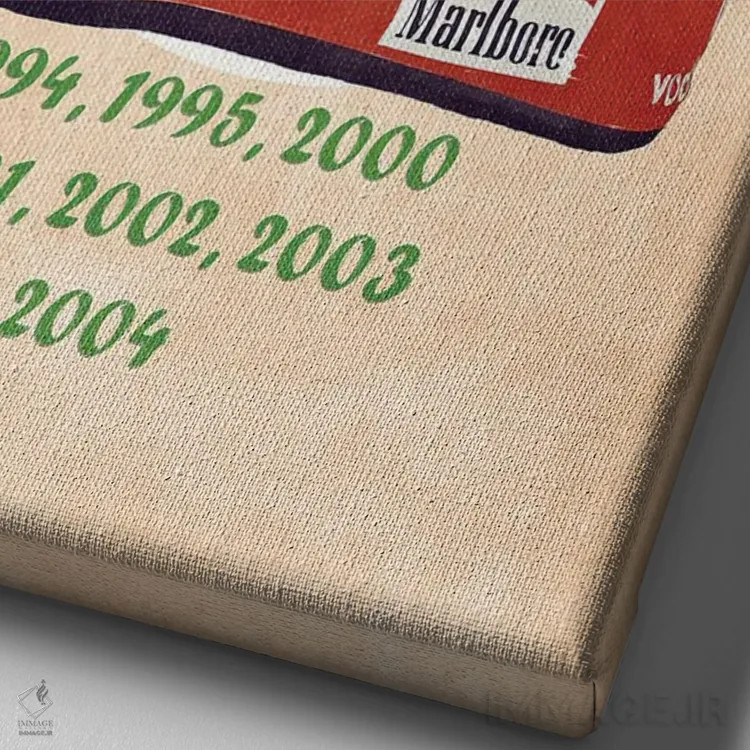 تابلو دکوراتیو کلاه ایمنی رتو مایکل شوماخر اثر پاپ کالت پوسترز - نمای نزدیک بافت بوم