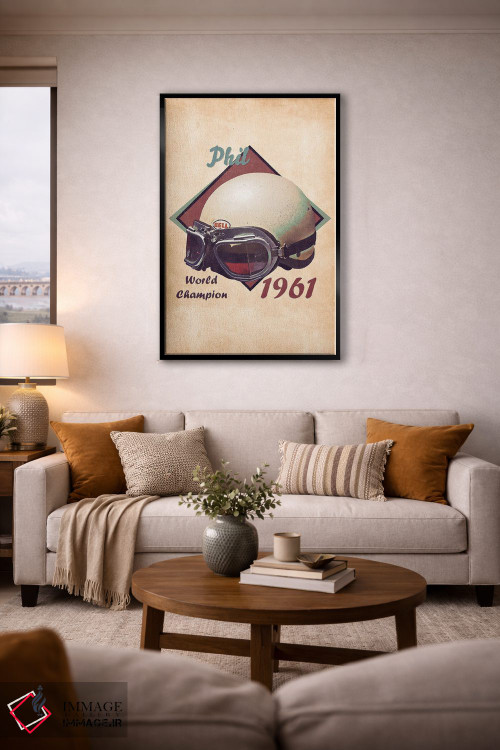 تابلو دکوراتیو کلاه ایمنی رتو فیل هیل اثر پاپ کالت پوسترز - D3B