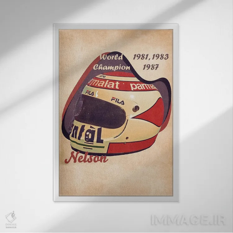 تابلو دکوراتیو کلاه ایمنی رتو نلسون پیکه اثر پاپ کالت پوسترز - نمای قابدار سفید