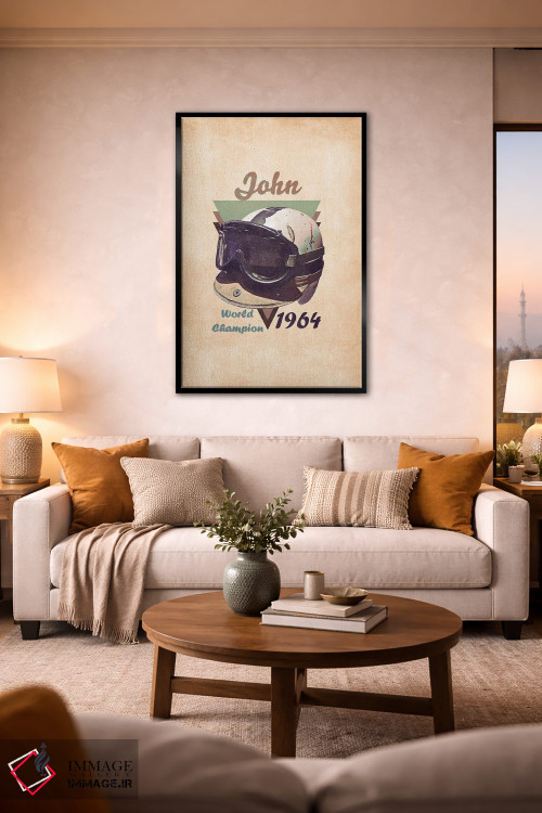 تابلو دکوراتیو کلاه ایمنی رتو جان سرتیس اثر پاپ کالت پوسترز - D1B