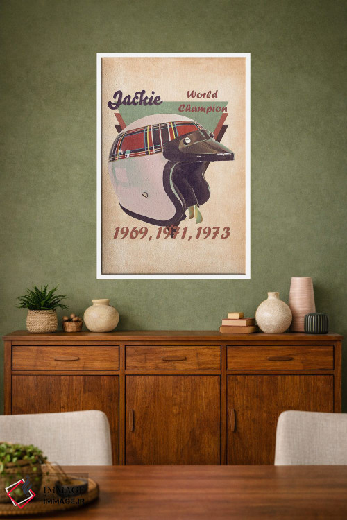 تابلو دکوراتیو کلاه ایمنی رتو جکی استوارت اثر پاپ کالت پوسترز - D1W