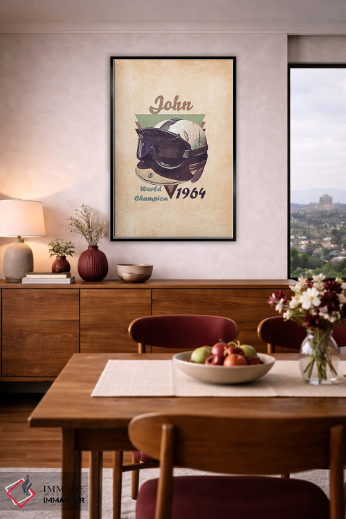 تابلو دکوراتیو کلاه ایمنی رتو جان سرتیس اثر پاپ کالت پوسترز - D5B