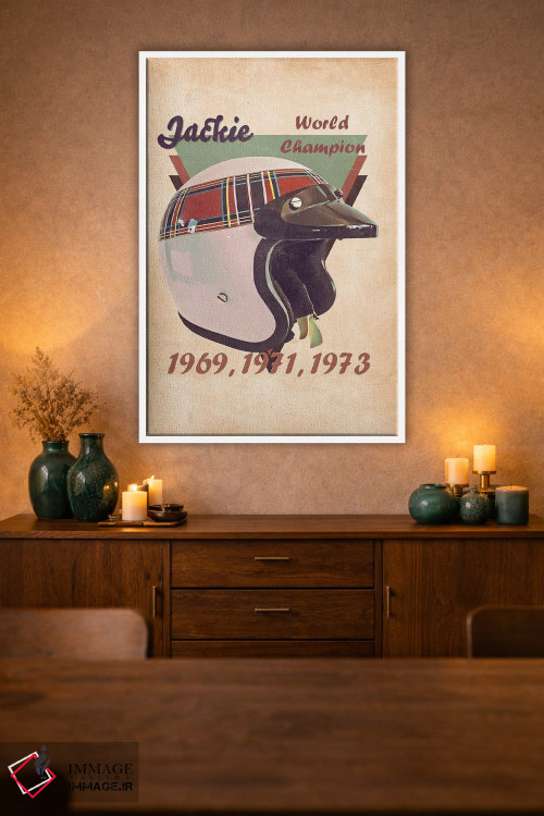 تابلو دکوراتیو کلاه ایمنی رتو جکی استوارت اثر پاپ کالت پوسترز - D2W