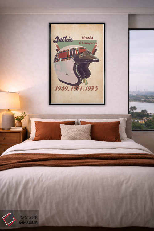 تابلو دکوراتیو کلاه ایمنی رتو جکی استوارت اثر پاپ کالت پوسترز - D5B