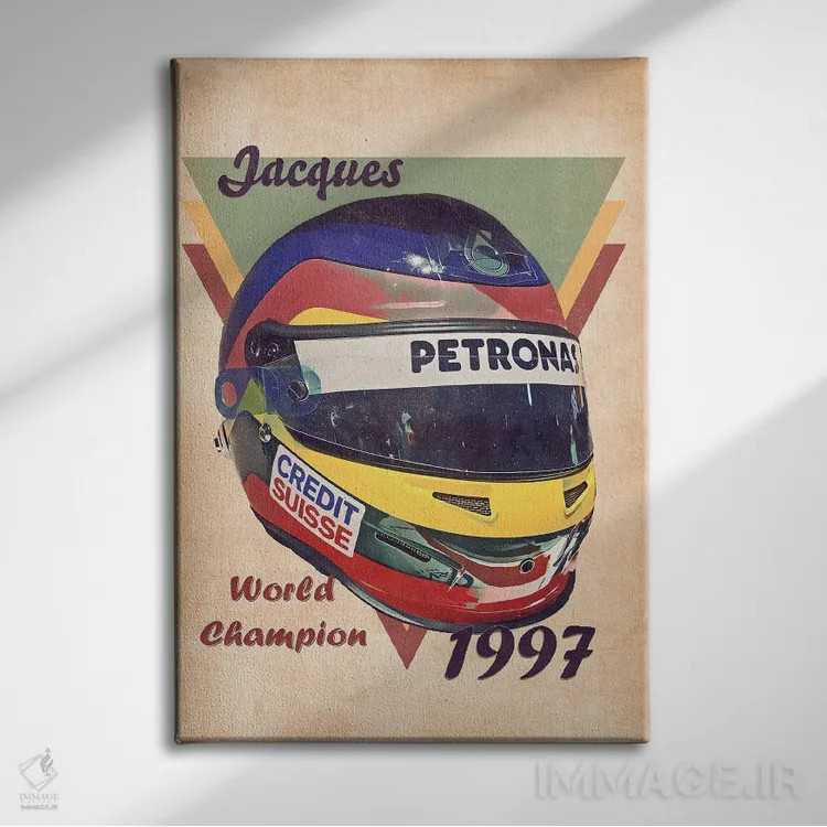 تابلو دکوراتیو کلاه ایمنی رتو ژاک ویلنوف اثر پاپ کالت پوسترز - نمای روبهرو روی دیوار