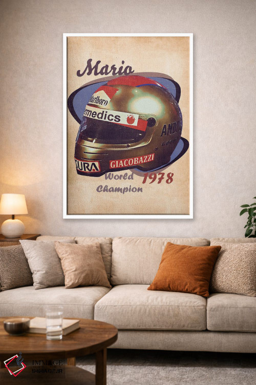 تابلو دکوراتیو کلاه ایمنی رتو ماریو آندرتی اثر پاپ کالت پوسترز - D1W