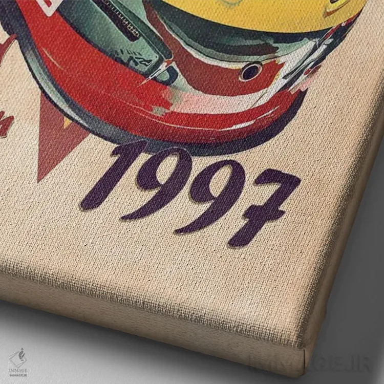 تابلو دکوراتیو کلاه ایمنی رتو ژاک ویلنوف اثر پاپ کالت پوسترز - نمای نزدیک بافت بوم