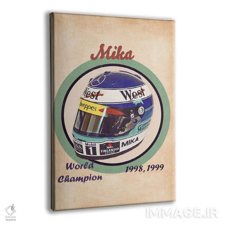 تابلو دکوراتیو کلاه ایمنی رتو میکا هاکینن اثر پاپ کالت پوسترز - نمای پرسپکتیو محصول